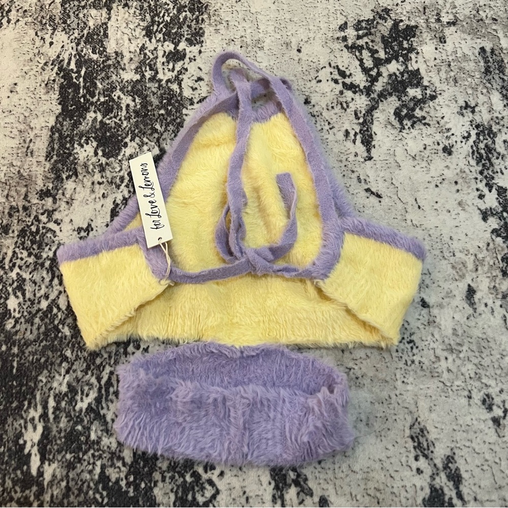 For Love & Lemons Maureen Fuzzy Knit Crop Top Aug sale - Picture 4 of 11